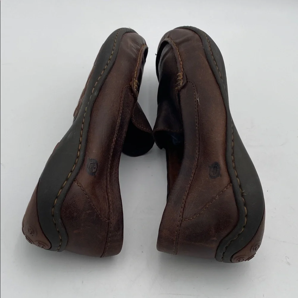 Born Dark Brown Leather Slip-On Loafers mens 8.5 slip on casual retro